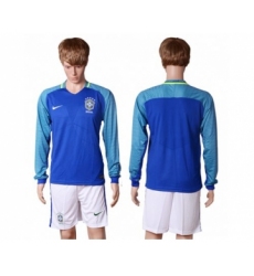 Brazil Blank Away Long Sleeves Soccer Country Jersey