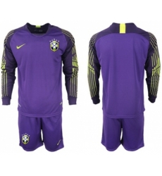 Brazil Blank Purple Goalkeeper Long Sleeves Soccer Country Jersey
