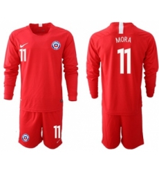Chile #11 Mora Home Long Sleeves Soccer Country Jersey