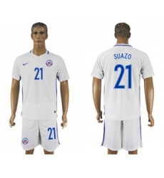 Chile #21 Suazo Away Soccer Country Jersey