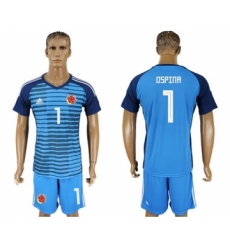 Colombia #1 Ospina Blue Goalkeeper Soccer Country Jersey