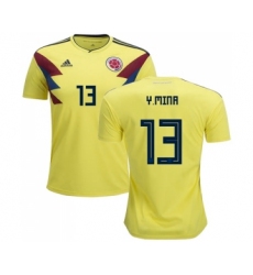Colombia #13 Y.Mina Home Soccer Country Jersey