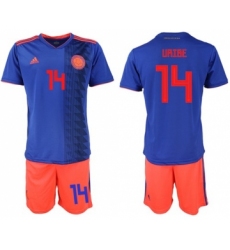 Colombia #14 Uribe Away Soccer Country Jersey