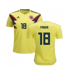 Colombia #18 Fabra Home Soccer Country Jersey