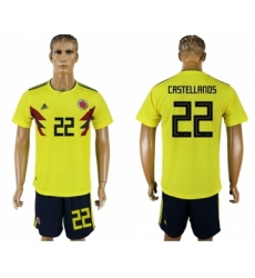 Colombia #22 Castellanos Home Soccer Country Jersey
