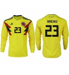 Colombia #23 Sanchez Home Long Sleeves Soccer Country Jersey