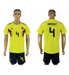 Colombia #4 Ramirez Home Soccer Country Jersey