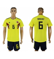 Colombia #6 Sanchez Home Soccer Country Jersey