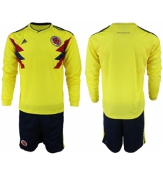 Colombia Blank Home Long Sleeves Soccer Country Jersey