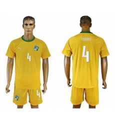 Cote d'lvoire #4 Toure Home Soccer Country Jersey