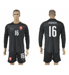 Czech #16 Koubek Black Long Sleeves Goalkeeper Soccer Country Jersey