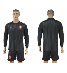 Czech Blank Black Long Sleeves Goalkeeper Soccer Country Jersey