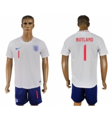 England #1 Butland Home Soccer Country Jersey