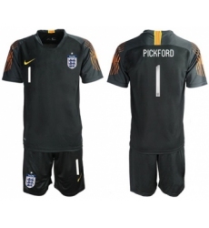 England #1 Pickford Black Goalkeeper Soccer Country Jersey