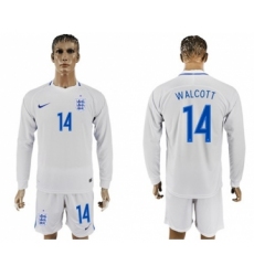 England #14 Walcott Home Long Sleeves Soccer Country Jersey