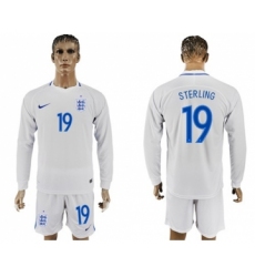 England #19 Sterling Home Long Sleeves Soccer Country Jersey