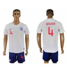 England #4 Walker Home Soccer Country Jersey