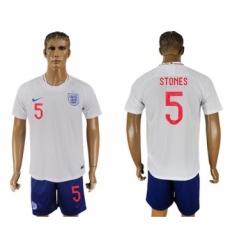 England #5 Stones Home Soccer Country Jersey