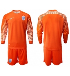 England Blank Orange Long Sleeves Goalkeeper Soccer Country Jersey