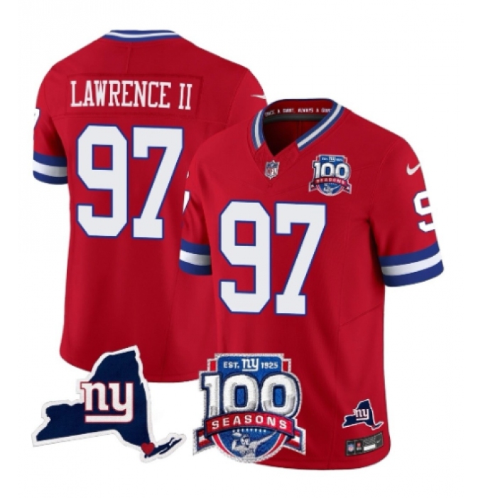 Men's New York Giants #97 Dexter Lawrence II Red 2025 F.U.S.E. 100th Season & State Vapor Limited Football Stitched Jersey