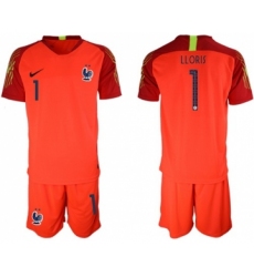 France #1 LLORIS Red Goalkeeper Soccer Country Jersey