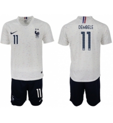 France #11 Dembele Away Soccer Country Jersey