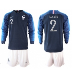 France #2 Pavard Home Long Sleeves Soccer Country Jersey