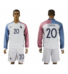 France #20 Coman Away Long Sleeves Soccer Country Jersey