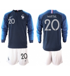 France #20 Martial Home Long Sleeves Soccer Country Jersey