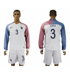 France #3 Evra Away Long Sleeves Soccer Country Jersey