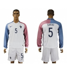 France #5 Sakho Away Long Sleeves Soccer Country Jersey
