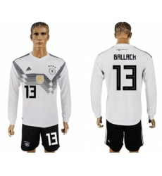 Germany #13 Ballack White Home Long Sleeves Soccer Country Jersey