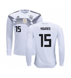 Germany #15 Younes White Home Long Sleeves Soccer Country Jersey
