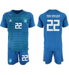 Germany #22 Ter Stegen Blue Goalkeeper Soccer Country Jersey
