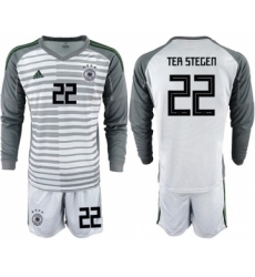 Germany #22 Ter Stegen Grey Goalkeeper Long Sleeves Soccer Country Jersey