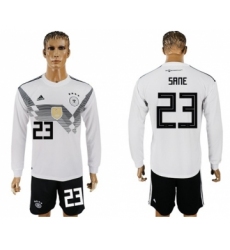 Germany #23 Sane White Home Long Sleeves Soccer Country Jersey