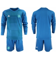 Germany Blank Blue Goalkeeper Long Sleeves Soccer Country Jersey