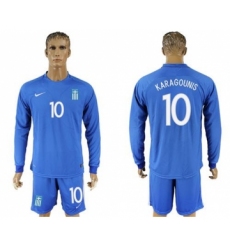 Greece #10 Karagounis Away Long Sleeves Soccer Country Jersey