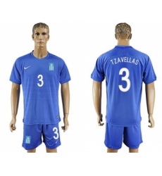 Greece #3 Tzavellas Away Soccer Country Jersey
