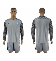 Greece Blank Grey Goalkeeper Long Sleeves Soccer Country Jersey