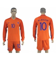 Holland #10 Wijnaldum Home Long Sleeves Soccer Country Jersey