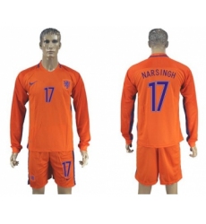 Holland #17 Narsingh Home Long Sleeves Soccer Country Jersey