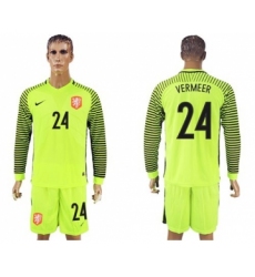 Holland #24 Vermeer Green Long Sleeves Goalkeeper Soccer Country Jersey