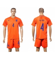 Holland #4 Blind Home Soccer Country Jersey