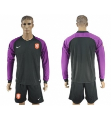 Holland Blank Black Goalkeeper Long Sleeves Soccer Country Jersey