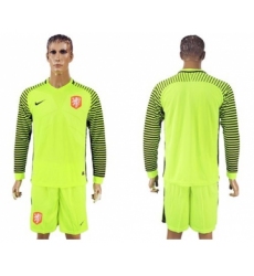 Holland Blank Green Long Sleeves Goalkeeper Soccer Country Jersey