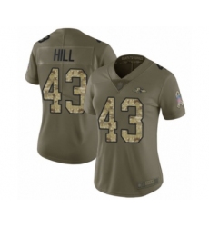 Women's Baltimore Ravens #43 Justice Hill Limited Olive Camo Salute to Service Football Jersey