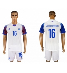 Iceland #16 Sigurjonsson Away Soccer Country Jersey