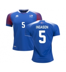 Iceland #5 INGASON Home Soccer Country Jersey