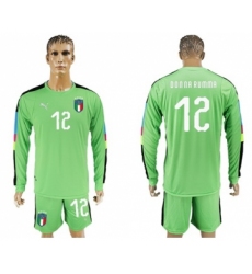 Italy #12 Donna Rumma Green Long Sleeves Goalkeeper Soccer Country Jersey